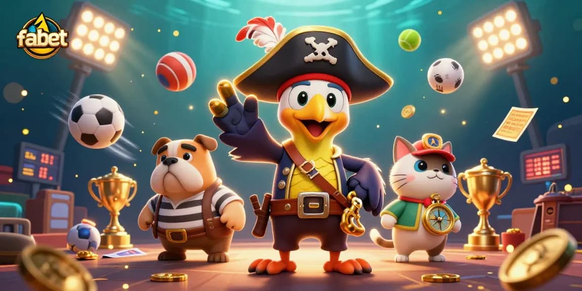 Experience the excitement at fabet with dynamic sports betting action featuring cartoon characters.