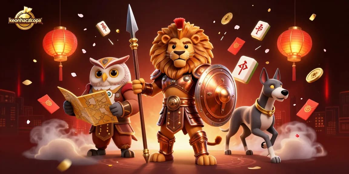 Engage with keonhacaicopa in an action-packed 3D casino scene filled with vibrant characters and dramatic elements.