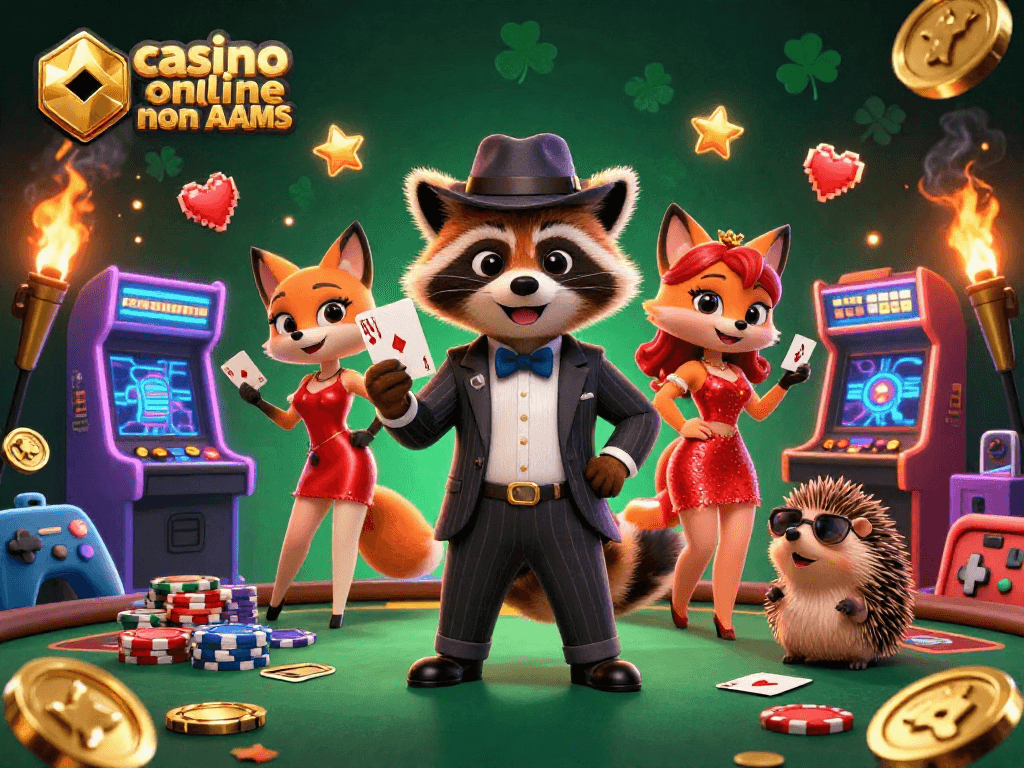 Immergiati nel mondo di casino online non AAMS con la scena vibrante di un tasso realizzato in 3D che gioca a poker.