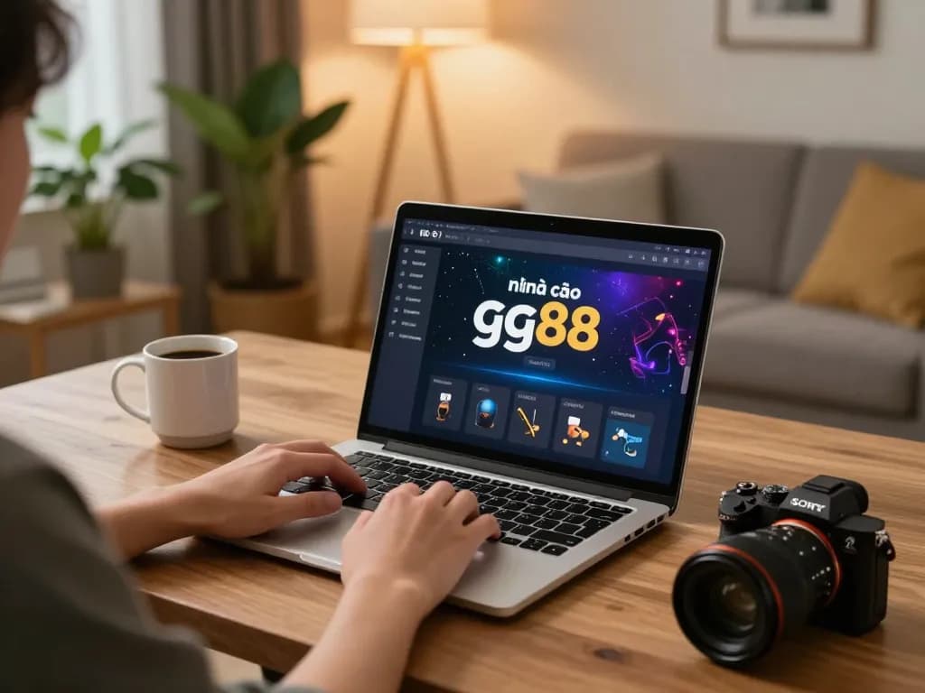Engaging online gambling experience with nhà cái gg88 on laptop, cozy setup.