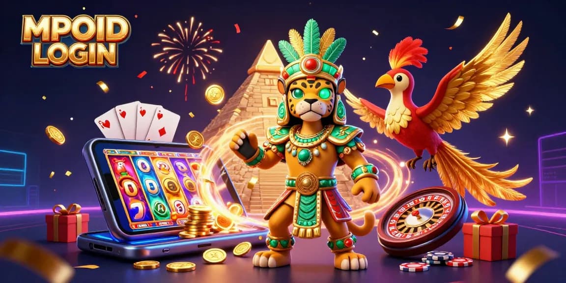 MPOID LOGIN offers vibrant slot experience with Mayan characters, spinning reels, and vibrant game elements.