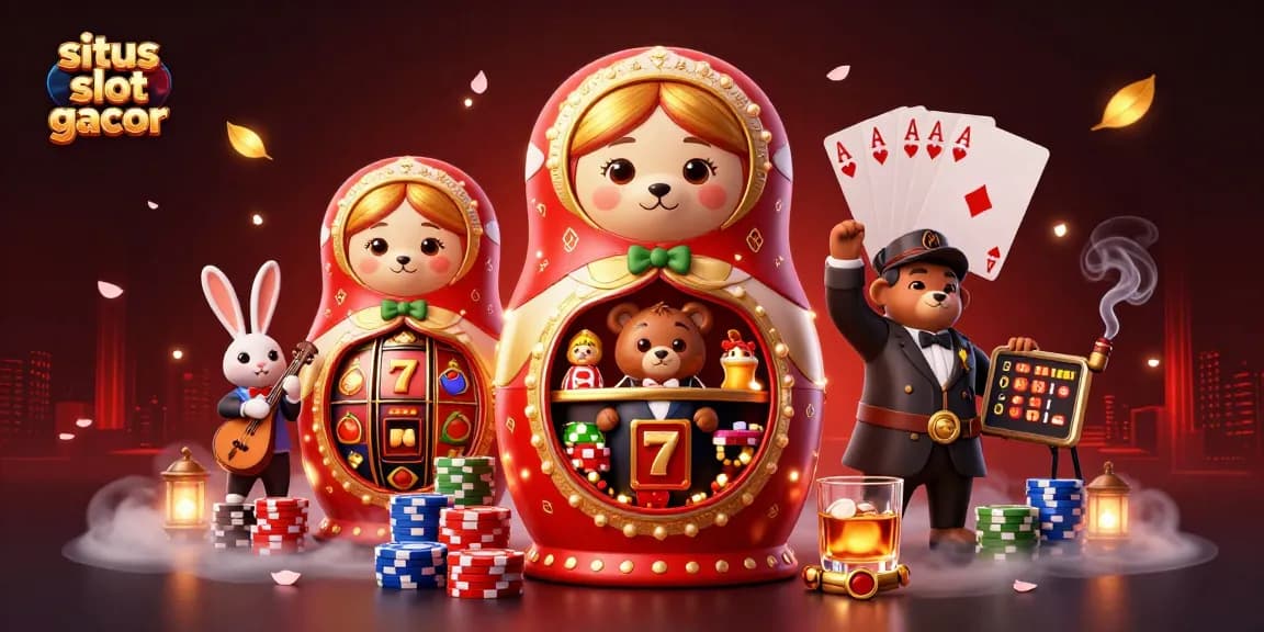 Engage in winning strategies with situs slot gacor through vibrant illustration of lively casino activities.