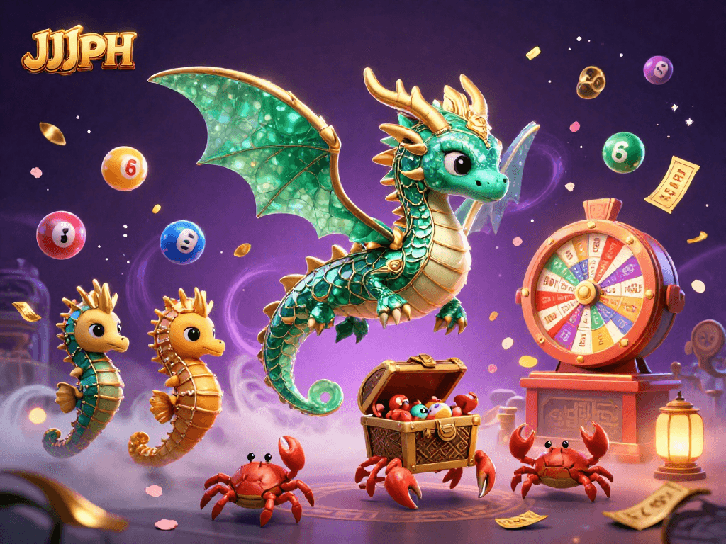 Engage in thrilling lottery adventures with JJJPH's vibrant fantasy illustration.