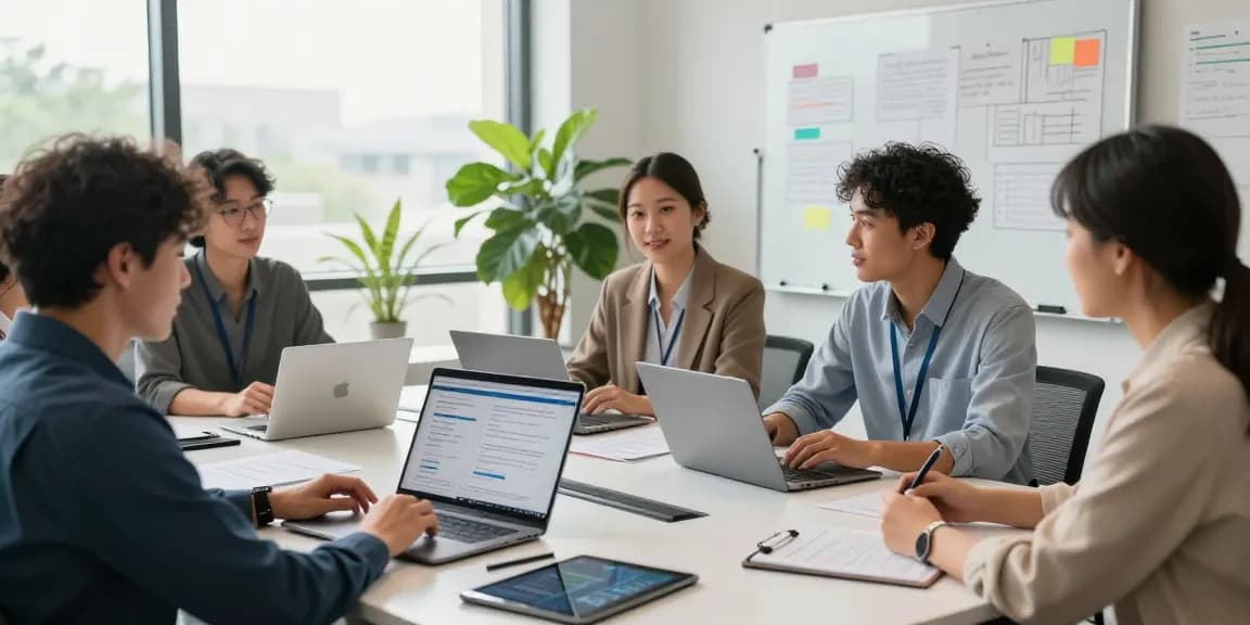 Team of professionals collaborating on affordable business energy deals 2026 in a modern office setting.