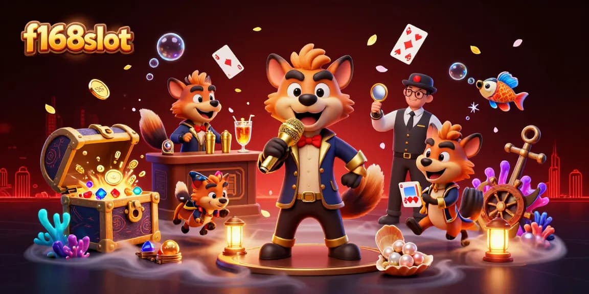 Enjoy the lively entertainment scene at f168slot with hyenas captivating at the comedy casino club, surrounded by treasures.