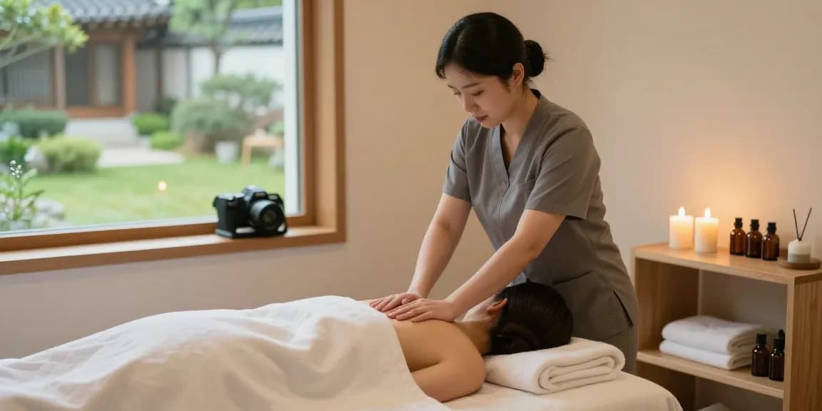 Tranquil massage scene showcasing 수원출장마사지 in a soothing spa environment with calming decor.