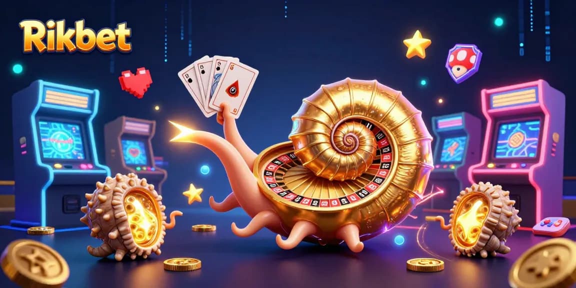 Experience thrilling wins at Rikbet with a vibrant casino scene featuring a glowing nautilus roulette.