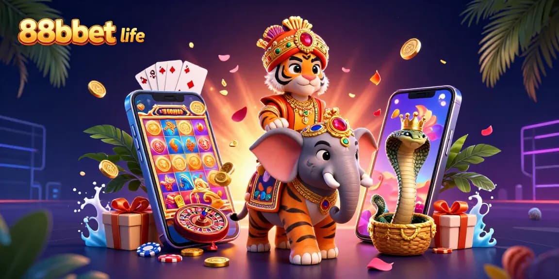 Khám phá các trò chơi thú vị tại 88bbet life với hình ảnh sống động trái cây, vòng quay roulette, và chip poker.