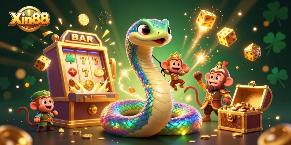 Experience the excitement of Xin88 casino gaming with colorful slot machines and dynamic visuals.