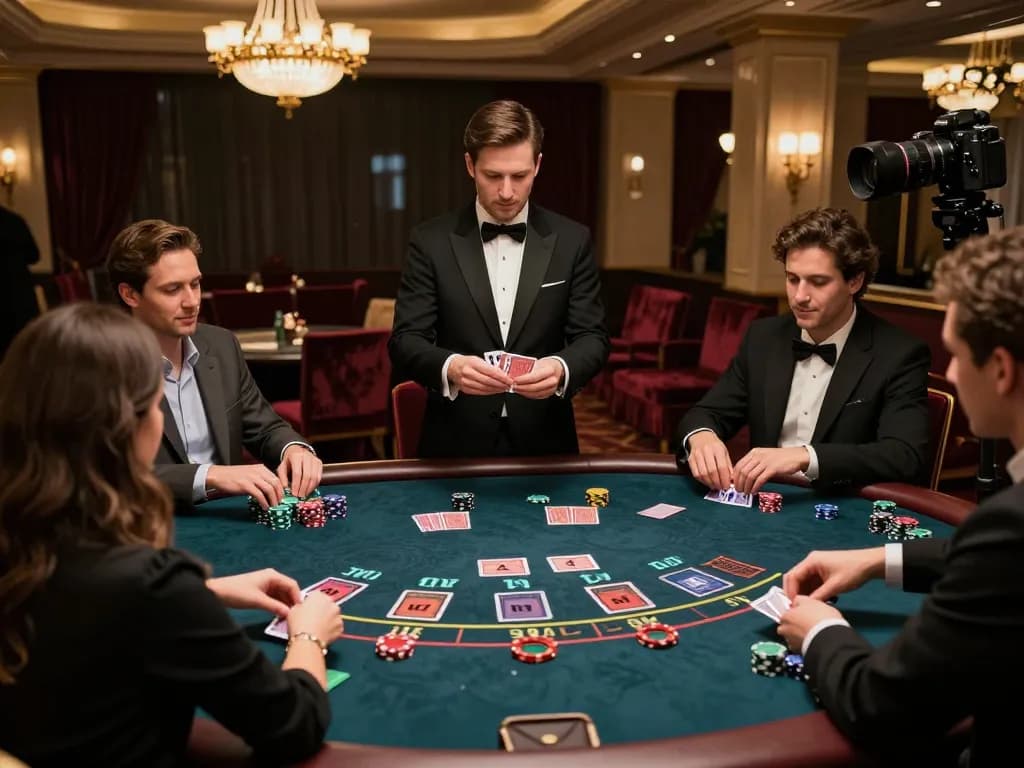Engaging blackjack gameplay at mantra88 casino, with players focused and chips being placed.
