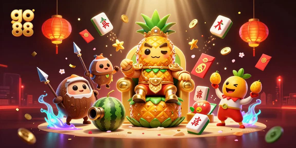 Engage in thrilling fun at go 88 with the golden pineapple king and vibrant casino elements.