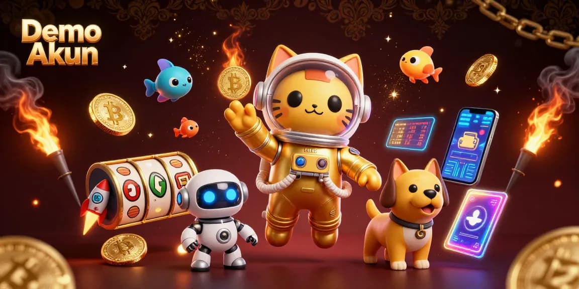 Engage your skills with the Demo Akun platform featuring a vibrant casino-themed scene.