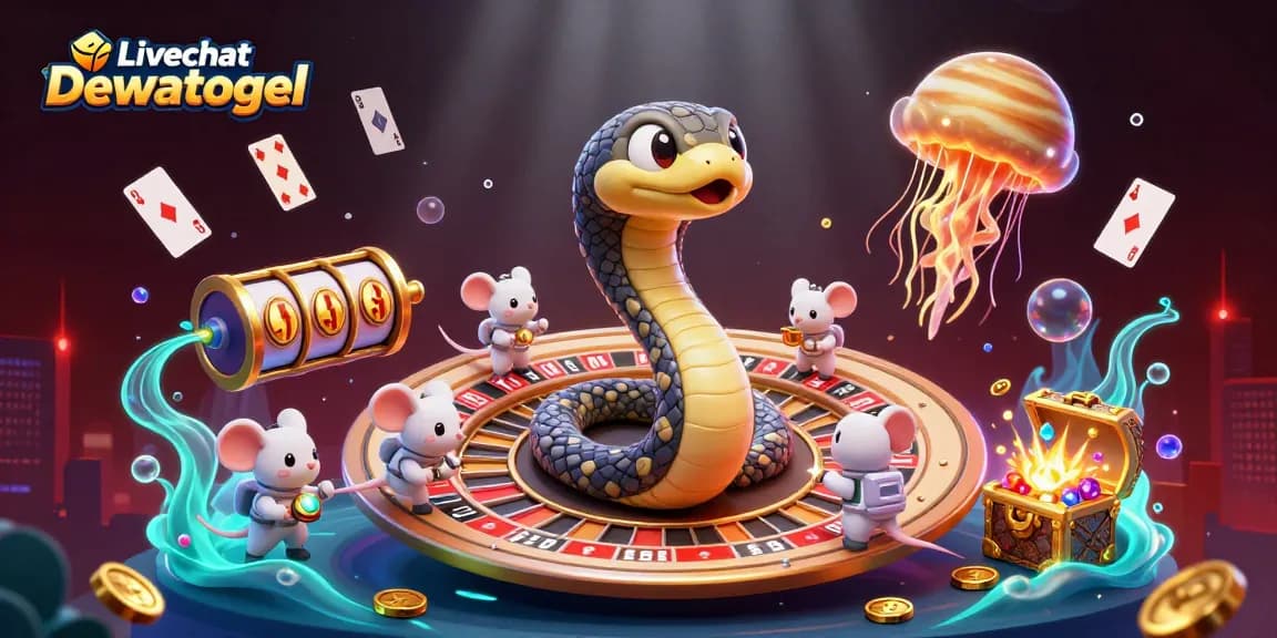 Engage with Livechat Dewatogel and discover exciting betting opportunities in this vibrant casino illustration.