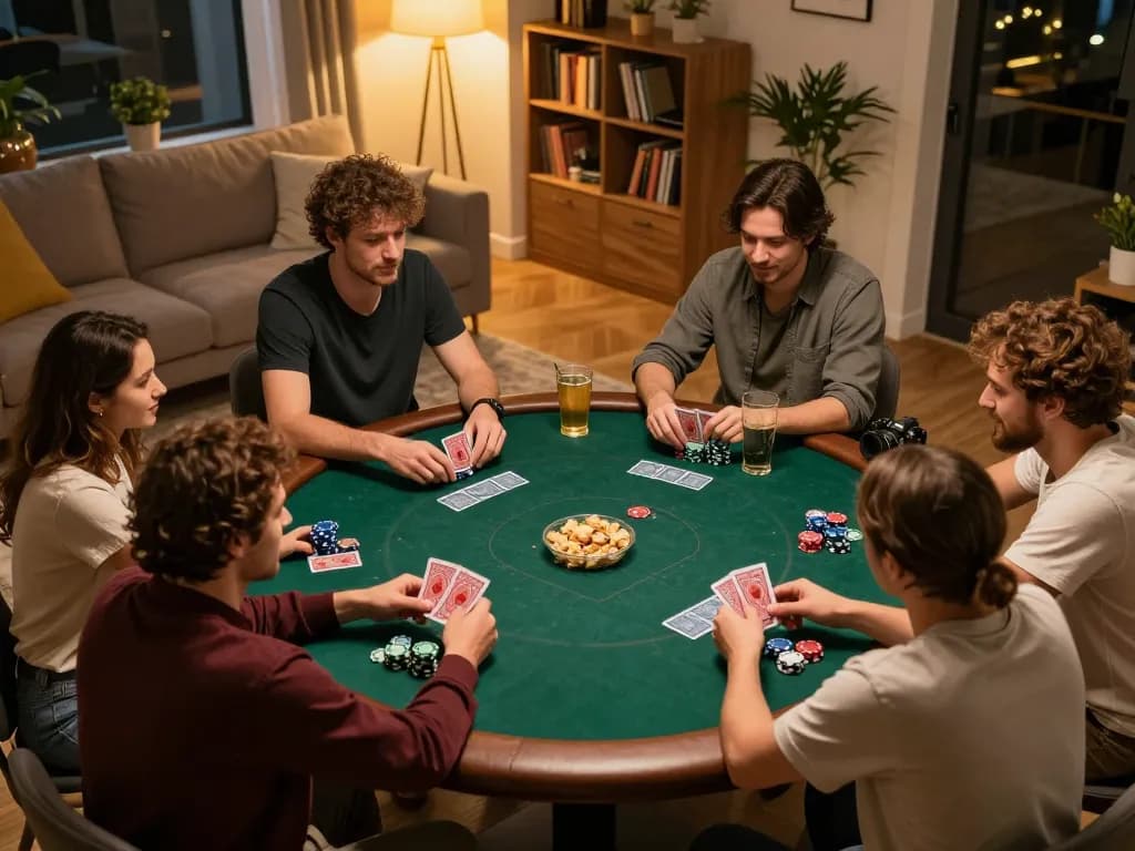 Engaged players strategizing during an exciting game of Hongkong Pools poker night.