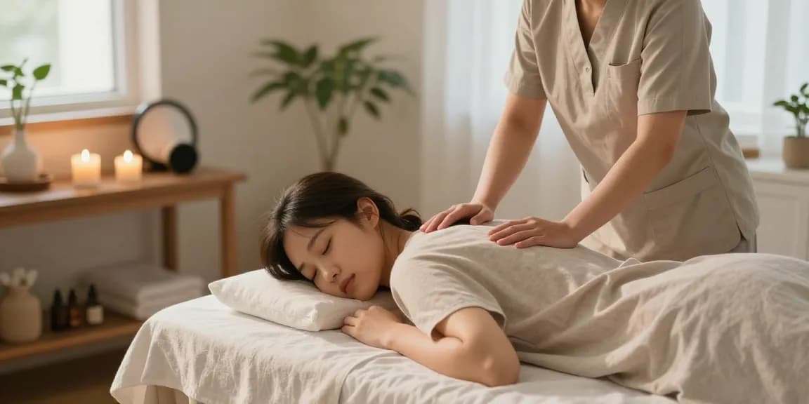 Relaxing 남양주출장마사지 session at home with professional therapist in soothing environment.