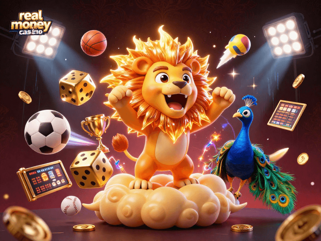 Experience the excitement of a real money casino with vibrant characters and dynamic game elements.