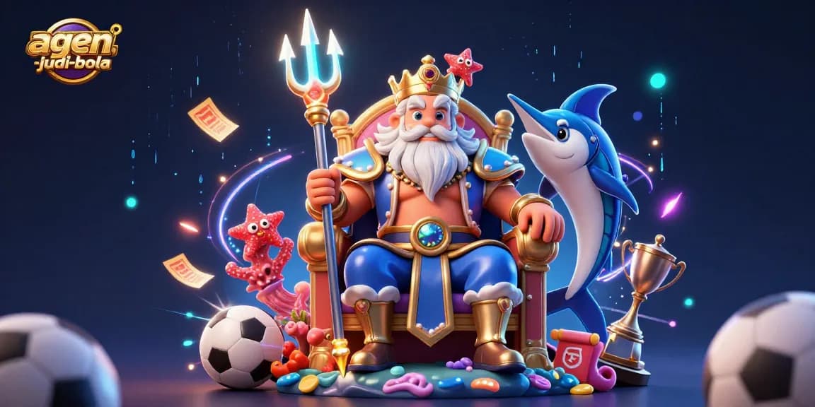 Experience sports betting excitement with agen-judi-bola in a vibrant 3D illustration.