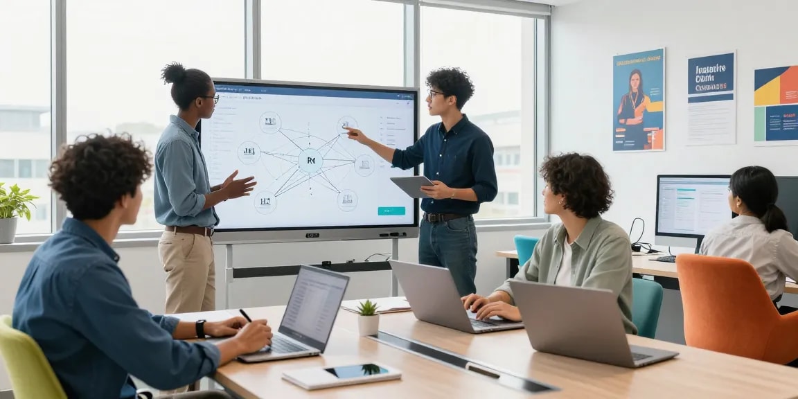 Professional IT support for small business collaboration in a modern office environment with a diverse team.
