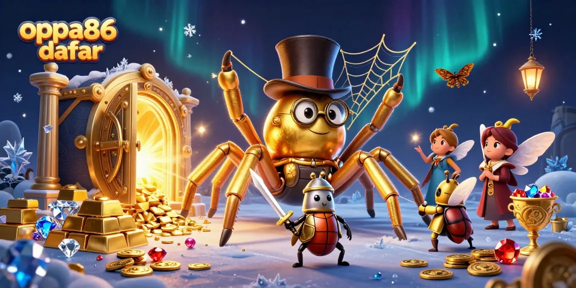 Join oppa86 daftar as a golden tarantula weaves a casino web, igniting fortune and excitement.