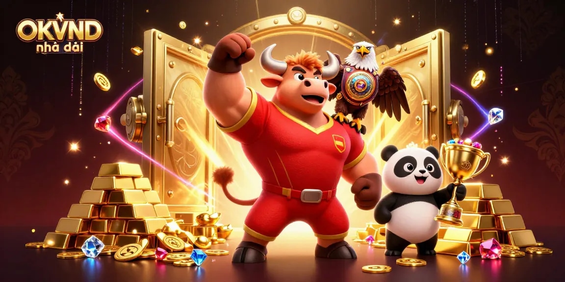 Experience the excitement at OKVND nhà cái with a vibrant 3D casino celebration scene