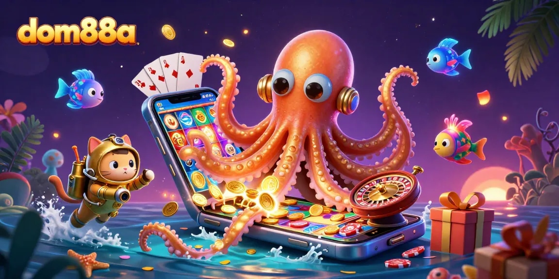 Experience thrilling underwater adventures with dom88a, featuring a kraken, diving cat, and more.
