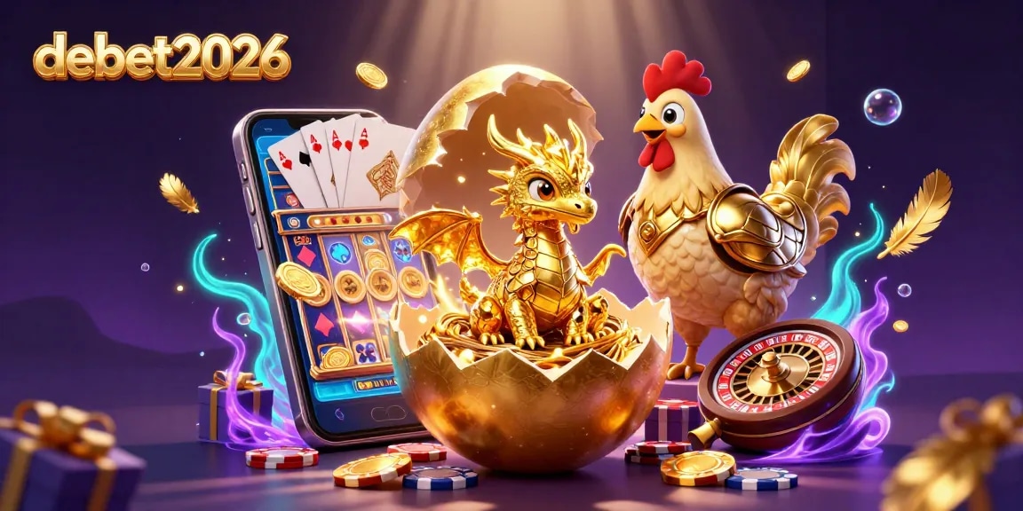 Engage with debet2026 and witness a golden dragon amidst casino elements, delivering thrilling rewards.
