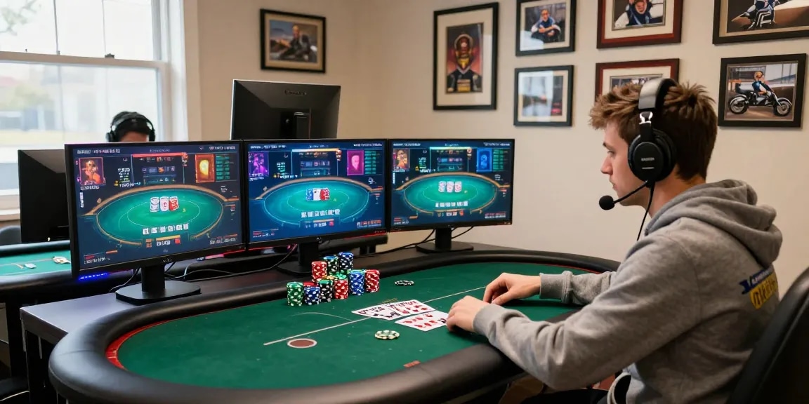 Enthusiastic player engaged in a poker match showcasing Alternatif Link Nagapoker in a dynamic gaming environment.