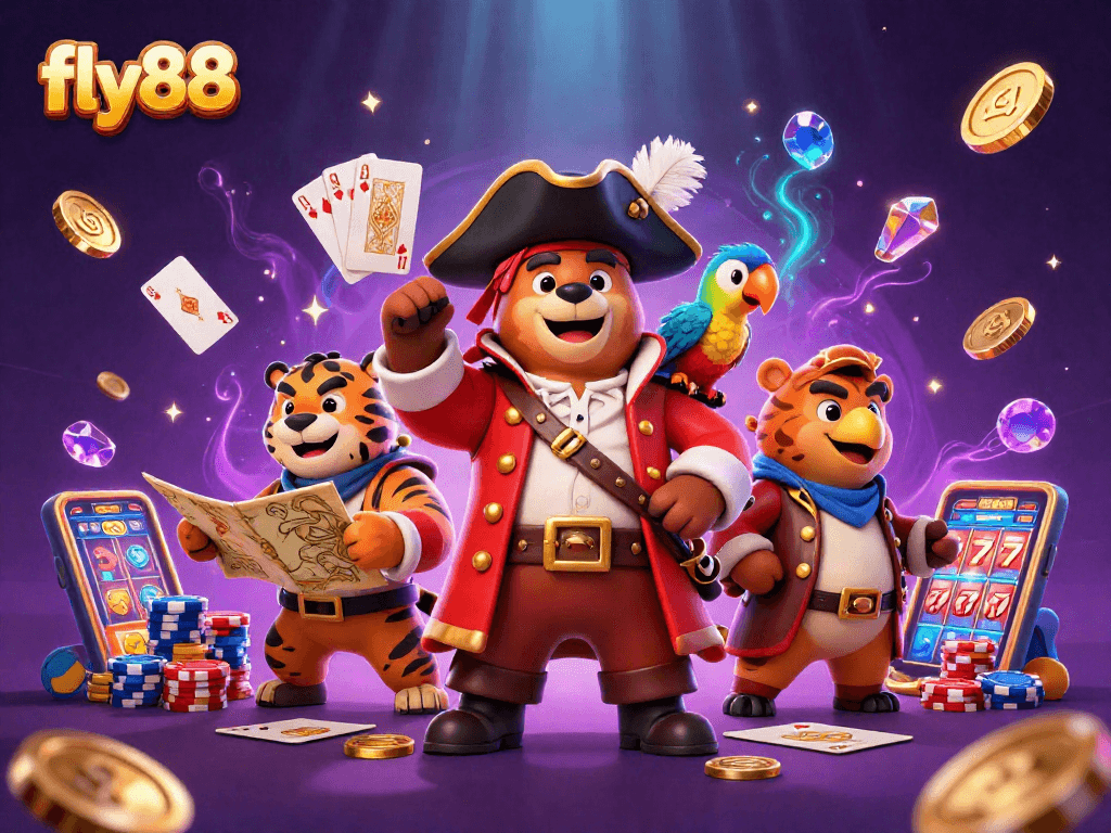 Experience fly88's vibrant 3D casino adventure with captivating characters and dazzling gameplay elements.