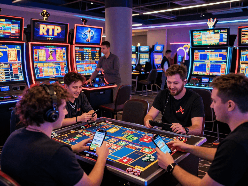 Engaging online slot gaming experience at https://rokok88.hot with colorful graphics and excited players.