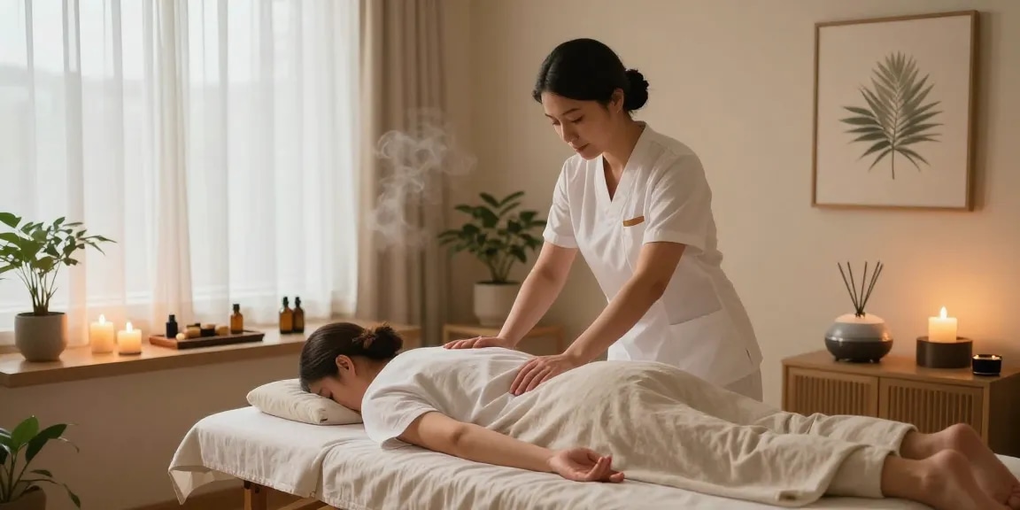 Relaxation and tranquility in 하남출장안마 massage therapy setting.