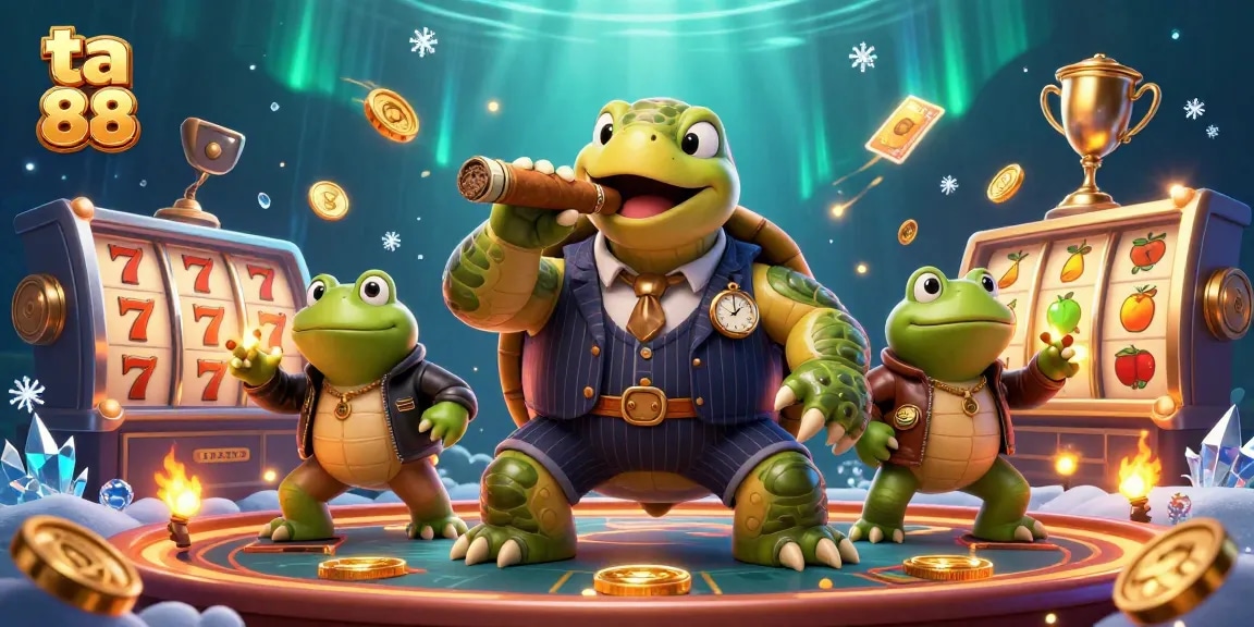 Engage with ta 88 in a vibrant casino setting featuring a mobster turtle and frog enforcers