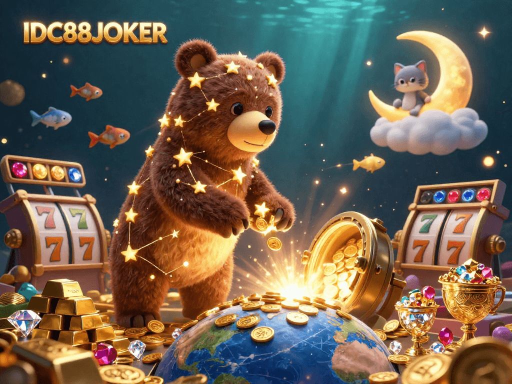 Experience IDC88JOKER's thrilling gaming journey with a vibrant 3D illustration brimming with excitement.