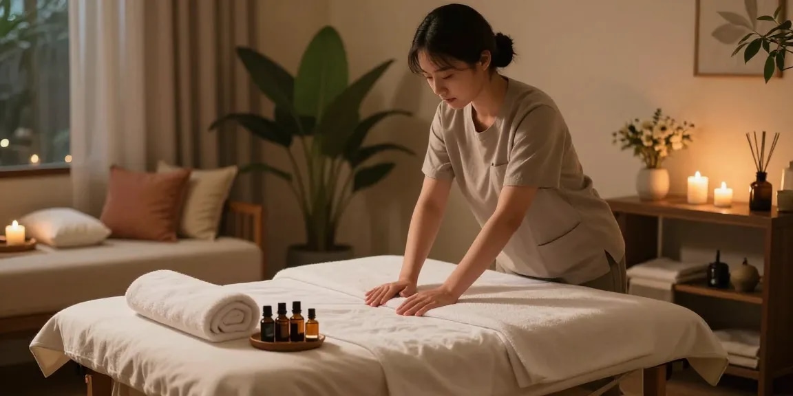 Engaging 광명출장안마 massage therapy session in a calming home spa setting.