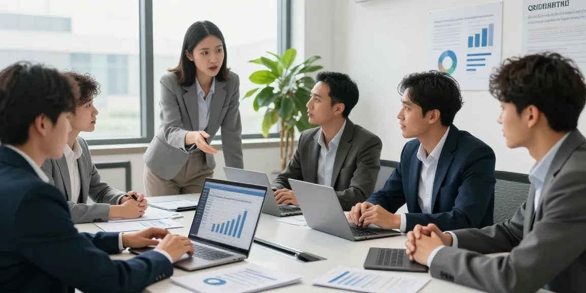 Best merchant cash advance UK no credit check team collaborating on financial strategies in a bright, modern office.