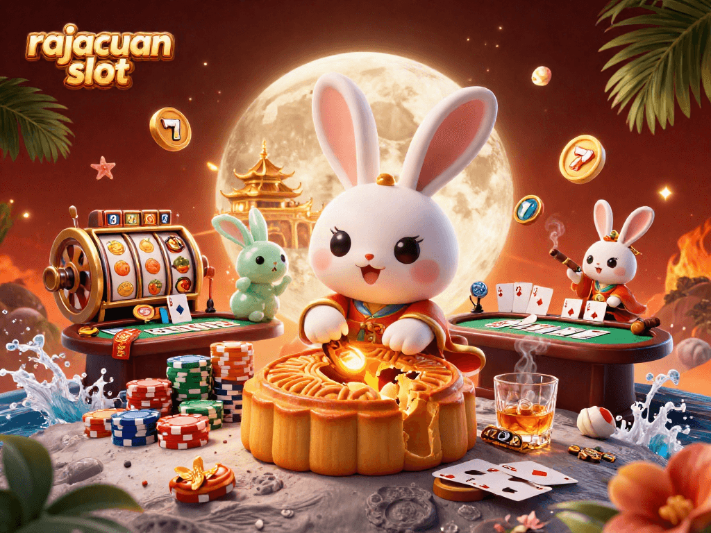 Spin and win with rajacuan slot while exploring vibrant slot reels and poker chips in an enchanting scene.