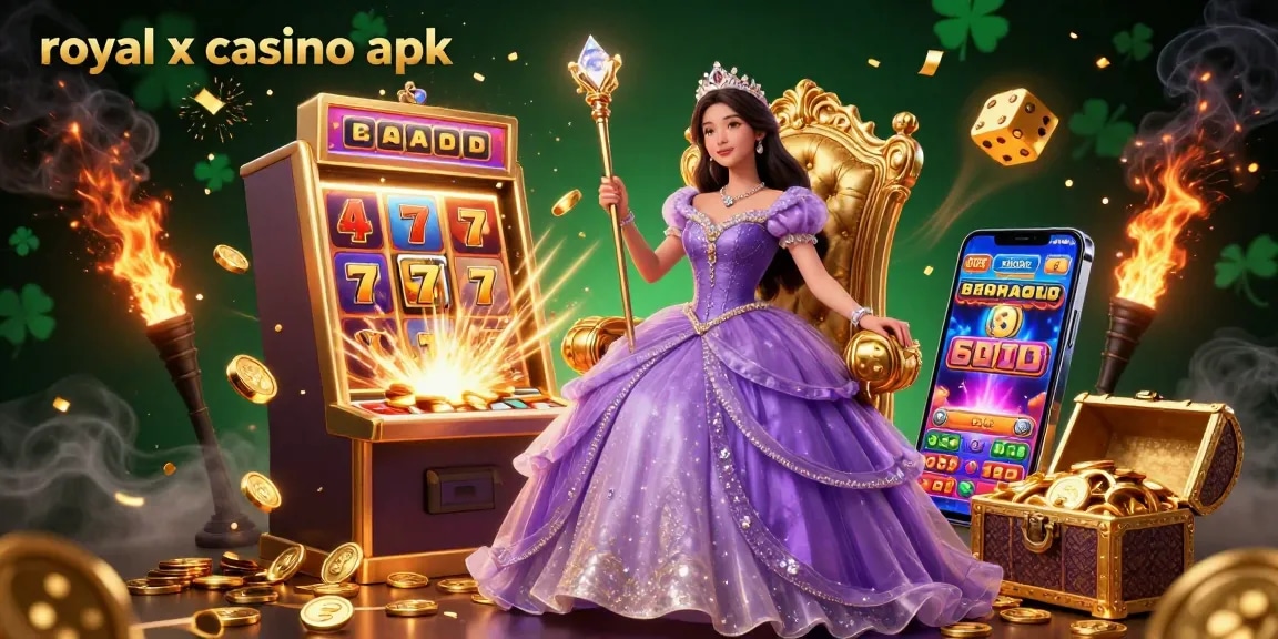 Experience the excitement of the royal x casino apk with a vibrant illustration of slot machines, rewards, and gameplay.