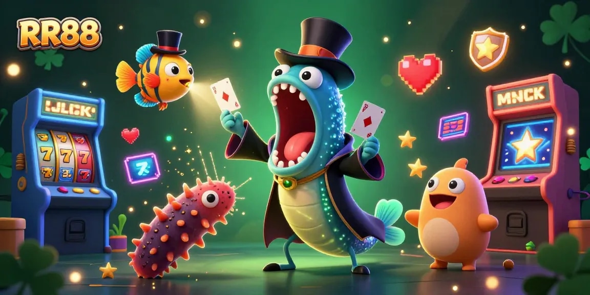 RR88 players enjoy a vibrant casino scene with thrilling slots and unique characters, enhancing their betting experience.