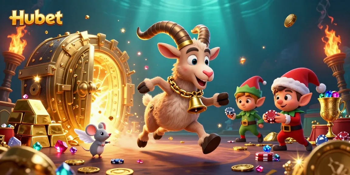 Engage in thrilling gameplay at Hubet's lively casino with vibrant characters and treasures.