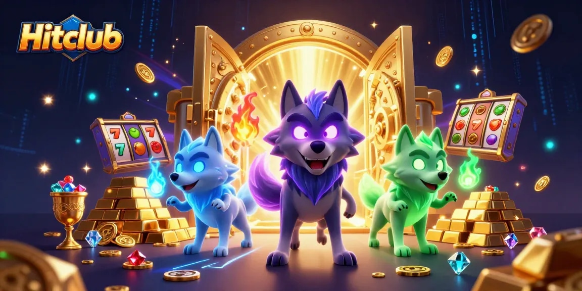 Hitclub's shadow wolf pack leads a thrilling casino adventure amid dazzling treasures.