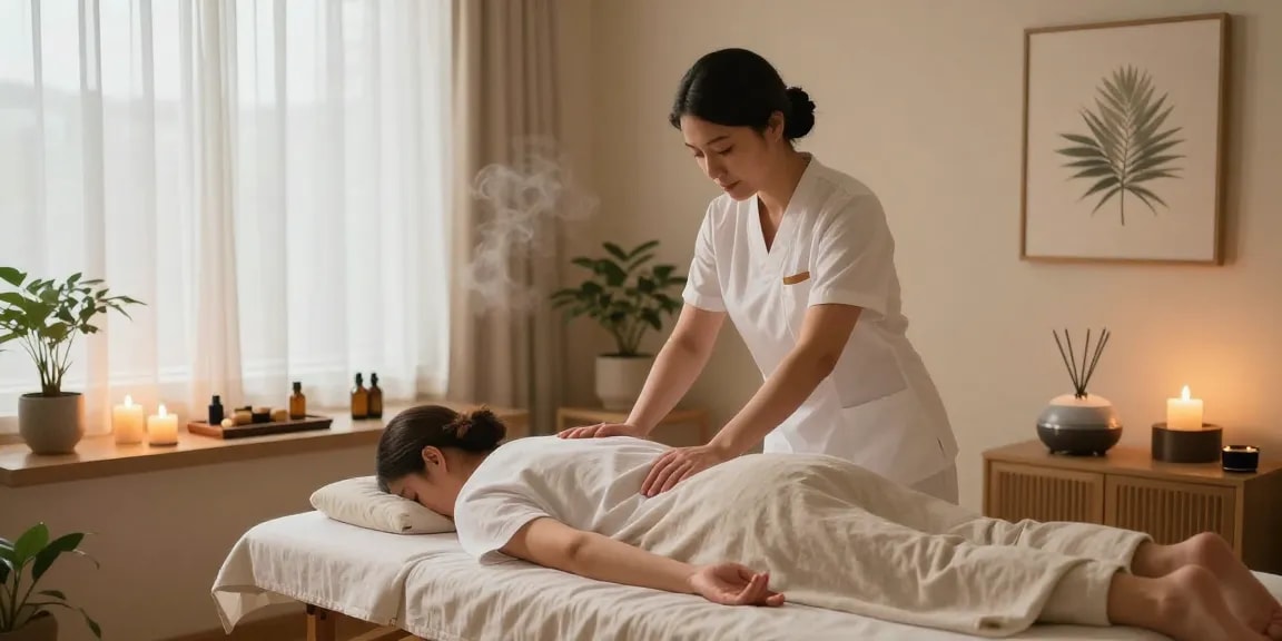 Relaxation and tranquility in 하남출장안마 massage therapy setting.