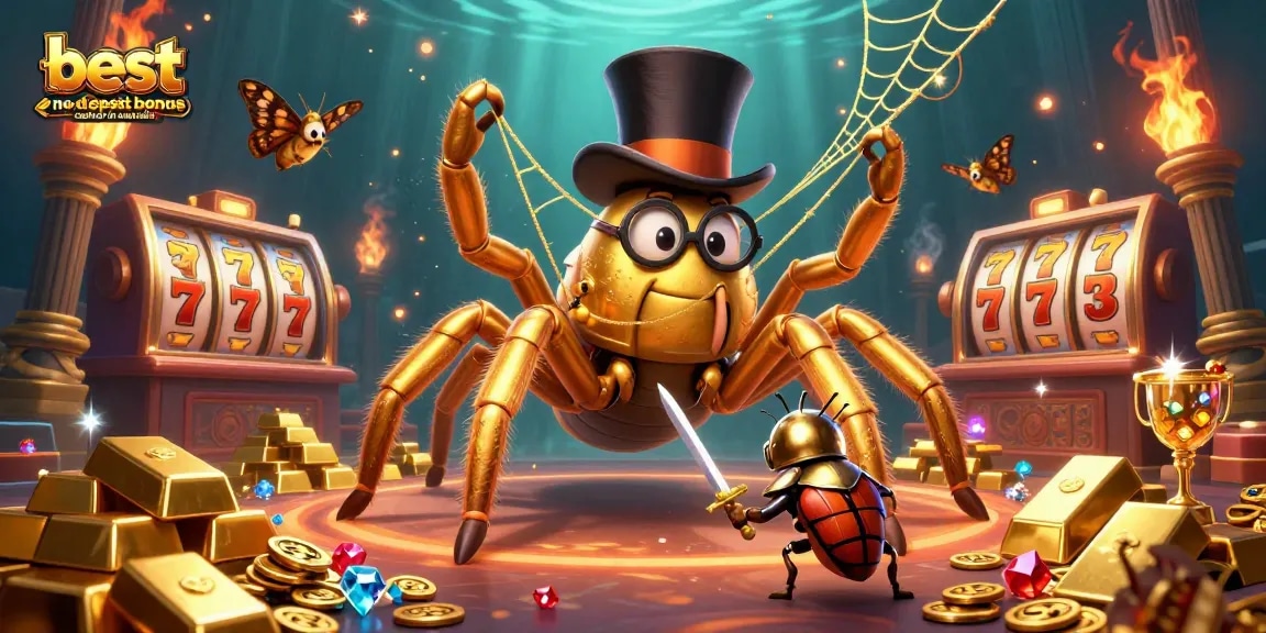 Discover top no deposit bonus casinos in Australia with a vibrant casino illustration showcasing gaming excitement.