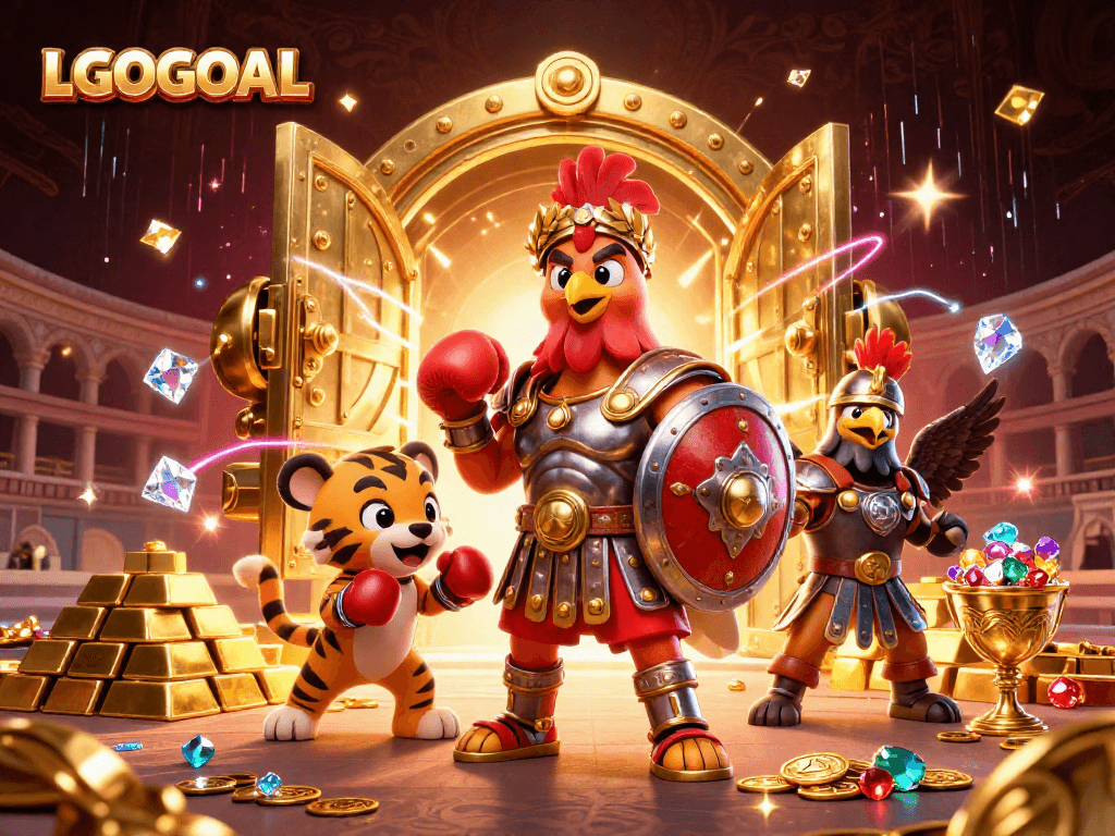 Experience LGOGOAL action with a thrilling sports betting showdown in a vibrant 3D scene.