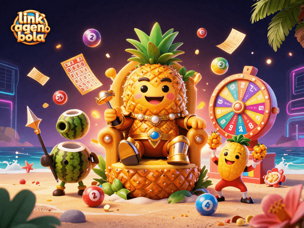 Engage in thrilling gameplay with link agen judi bola at this vibrant casino-themed illustration capturing the excitement of lottery and gaming.
