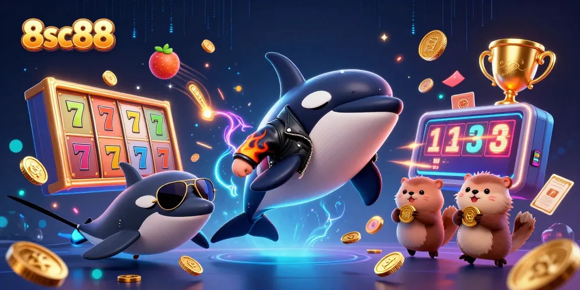 8sc88 showcases a thrilling casino adventure with vibrant characters and rich gambling elements.
