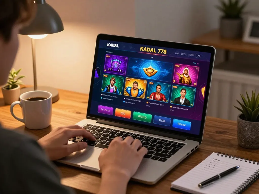 KADAL 778 player engaged in online gaming at home with laptop and strategies.