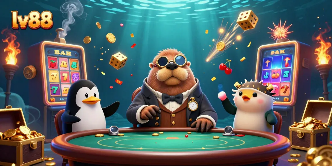 Experience a vibrant casino showdown with LV88 featuring a walrus at the poker table.