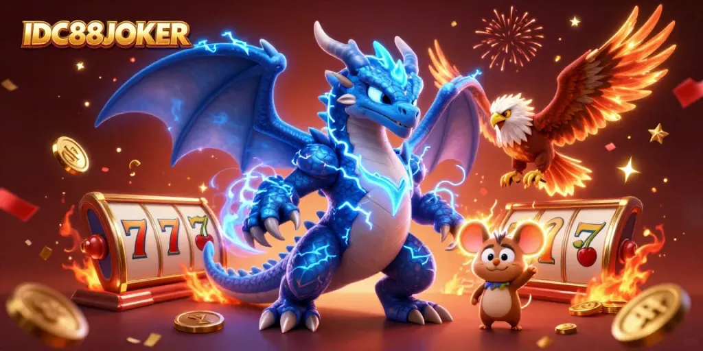 Experience thrilling gameplay at IDC88JOKER with dynamic slot elements and vibrant characters.
