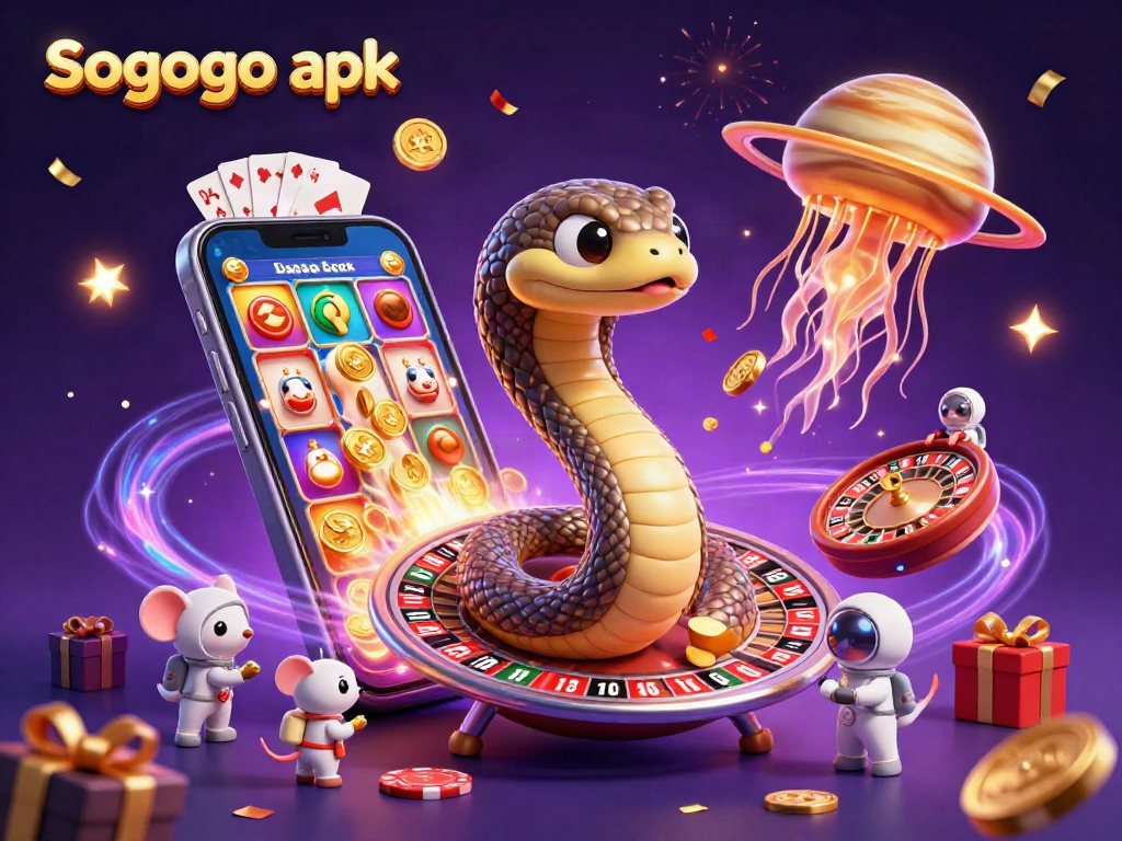Engage with Sogogo apk as astronaut mice wager on a cosmic roulette snake in a vibrant space casino.