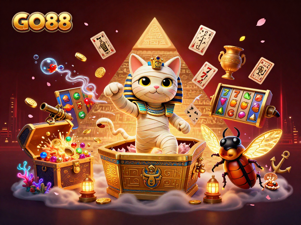 Experience GO88 with exciting 3D cartoon dynamics featuring vibrant characters and rich casino elements.