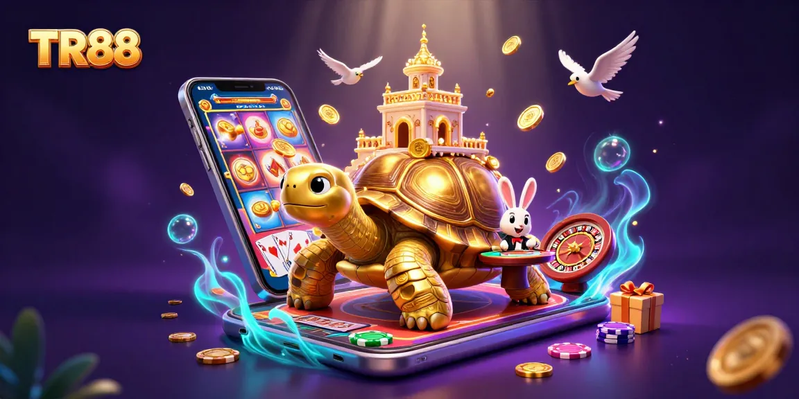 TR88 reveals a magical casino adventure with animated tortoise, rabbit dealer, and golden coins.